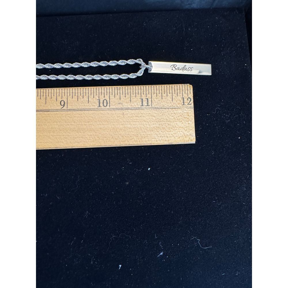 Badass Silver Rope Chain Bar Pendant‎ Necklace Minimalist Statement Jewelry